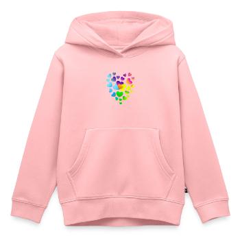 Cœur Cœurs Cœurs Colorés Coeurs - Sweat Premium à capuche enfant bio - rose - Devant - AI Model Kid Female (0cm)