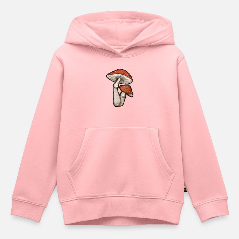 Toadstools Illustration - Sweat Premium à capuche enfant bio - rose
