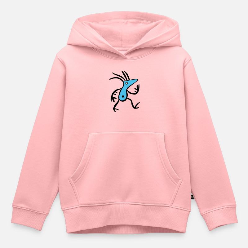Créature bleue abstraite - Sweat Premium à capuche enfant bio - rose