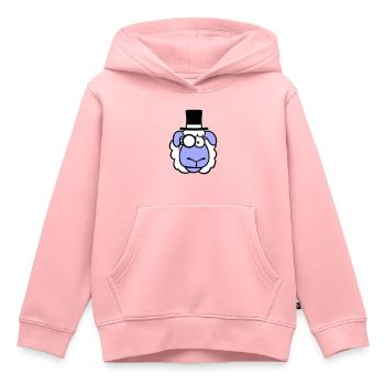 mouton M. Gentleman chapeau haut de forme Monocle lunettes - Sweat Premium à capuche enfant bio - rose - Devant - AI Model Kid Female (0cm)