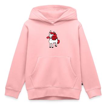 Pferd Verrückt Zunge rausstrecken komisch albern - Kinder Premium Organic Hoodie - Rosa - Vorne - AI Model Kid Female (0cm)