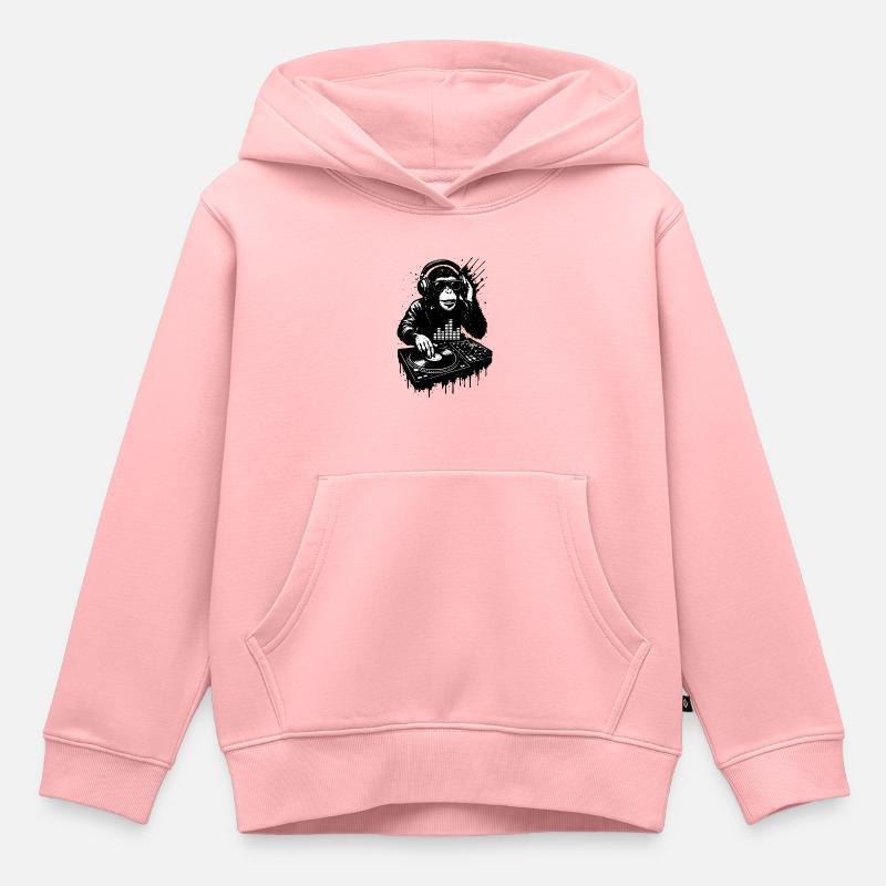 DJ Singe - Sweat Premium à capuche enfant bio - rose