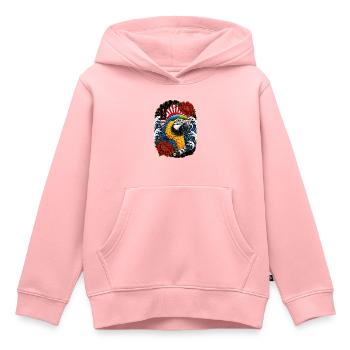 Ara Papagei im japanischen Irezumi Tattoo Stil - Kinder Premium Organic Hoodie - Rosa - Vorne - AI Model Kid Female (0cm)