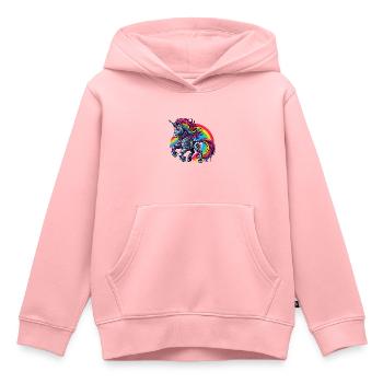 Cyborg Einhorn mit Regenbogen - Kinder Premium Organic Hoodie - Rosa - Vorne - AI Model Kid Female (0cm)
