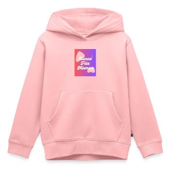 MAMAN,FÊTE DES MÈRES,BONNE FÊTE MAMAN - Sweat Premium à capuche enfant bio - rose - Devant - AI Model Kid Female (0cm)
