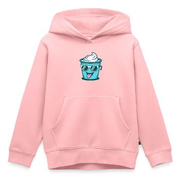 Crème Joghurt Sahne Eis - Becher mit Sonnenbrille - Kinder Premium Organic Hoodie - Rosa - Vorne - AI Model Kid Female (0cm)