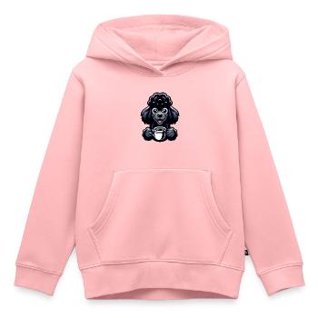 Pudel und Kaffee Frühaufsteher Motiv - Kinder Premium Organic Hoodie - Rosa - Vorne - AI Model Kid Female (0cm)