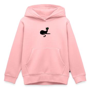 Retro chat noir élégance par Patjila - Sweat Premium à capuche enfant bio - rose - Devant - AI Model Kid Female (0cm)