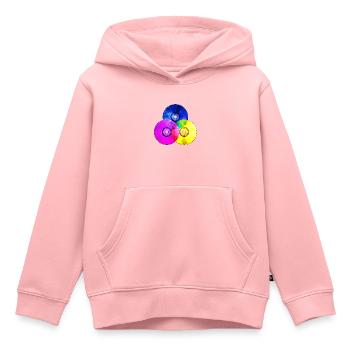CD colorés (triangle) - Sweat Premium à capuche enfant bio - rose - Devant - AI Model Kid Female (0cm)