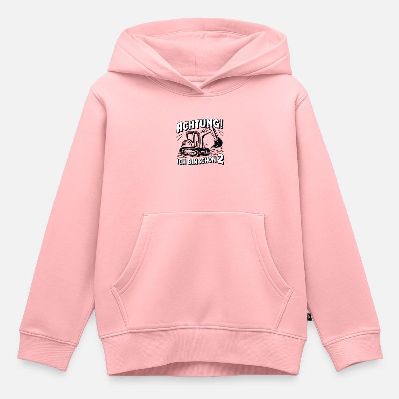Ich bin schon 2 - Bagger - Kinder Premium Organic Hoodie - Rosa
