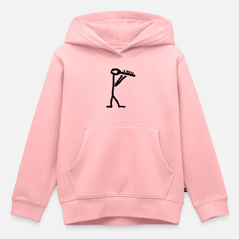 Musikant mit Querflöte - Kinder Premium Organic Hoodie - Rosa