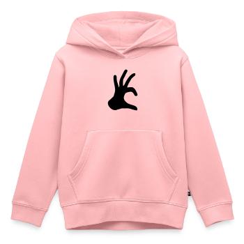 hand zeichen halbes herz liebe verliebt handherz f - Kinder Premium Organic Hoodie - Rosa - Vorne - AI Model Kid Female (0cm)
