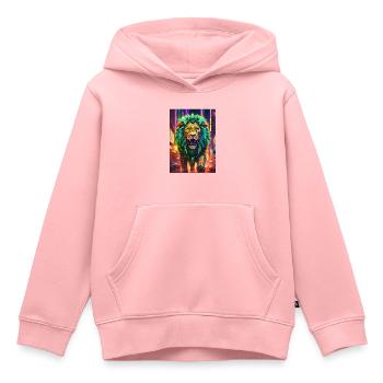 Löwe aus der Zukunft - Kinder Premium Organic Hoodie - Rosa - Vorne - AI Model Kid Female (0cm)