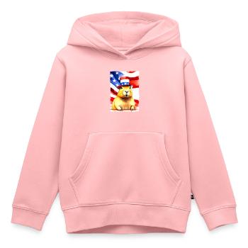 rongeur "Capybara Président" - Sweat Premium à capuche enfant bio - rose - Devant - AI Model Kid Female (0cm)