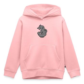 Loup fort - Sweat Premium à capuche enfant bio - rose - Devant - AI Model Kid Female (0cm)