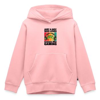 Gamer und Pferde: Videospiele und Reitabenteuer - Kinder Premium Organic Hoodie - Rosa - Vorne - AI Model Kid Female (0cm)