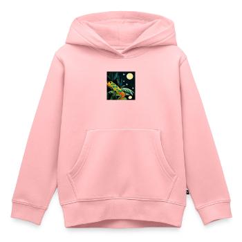 Gecko au clair de lune - Sweat Premium à capuche enfant bio - rose - Devant - AI Model Kid Female (0cm)
