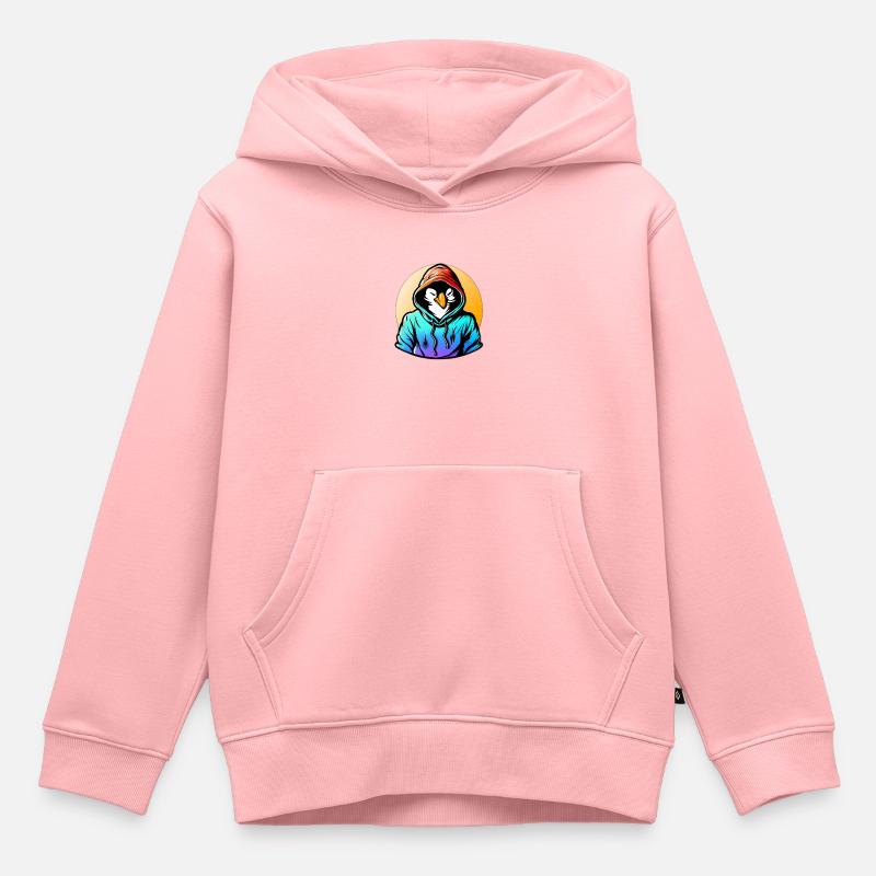 Pingouin avec pull - Sweat Premium à capuche enfant bio - rose