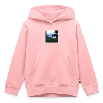 Beau paysage de montagne dans le brouillard - Sweat Premium à capuche enfant bio - rose - Devant - AI Model Kid Female (0cm)