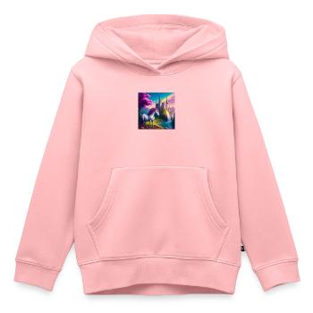 Licorne magique au pays des merveilles - Sweat Premium à capuche enfant bio - rose - Devant - AI Model Kid Female (0cm)