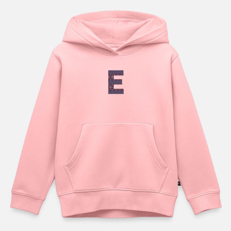 Monogramm Buchstabe E- boho buntes Design - Kinder Premium Organic Hoodie - Rosa