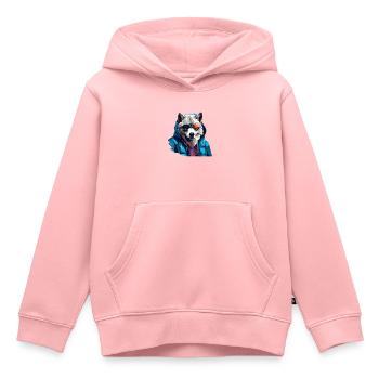 Streetstyle Polarwolf | Wolfsliebhaber - Kinder Premium Organic Hoodie - Rosa - Vorne - AI Model Kid Female (0cm)