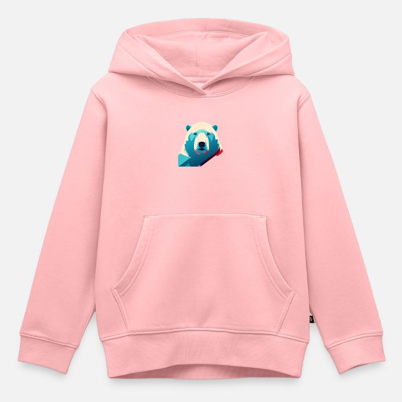 Ours blanc - Sweat Premium à capuche enfant bio - rose