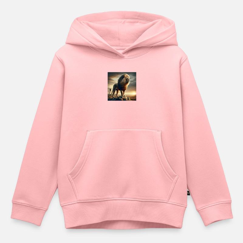 Lion - Sweat Premium à capuche enfant bio - rose
