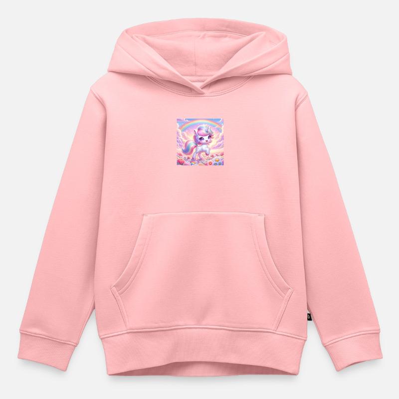 Licorne de dessin animé 2 - Sweat Premium à capuche enfant bio - rose