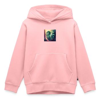 Monstera Leaf - Kinder Premium Organic Hoodie - Rosa - Vorne - AI Model Kid Female (0cm)