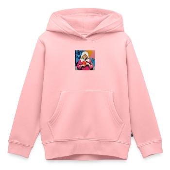 L’amour inconditionnel - Sweat Premium à capuche enfant bio - rose - Devant - AI Model Kid Female (0cm)