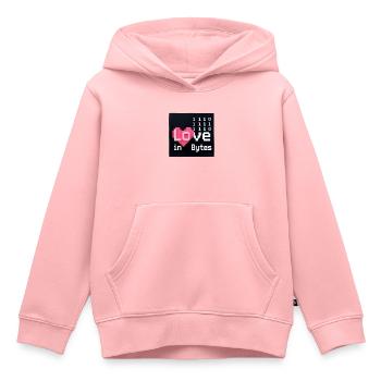 Liebe in Bytes Pixel Art - Kinder Premium Organic Hoodie - Rosa - Vorne - AI Model Kid Female (0cm)