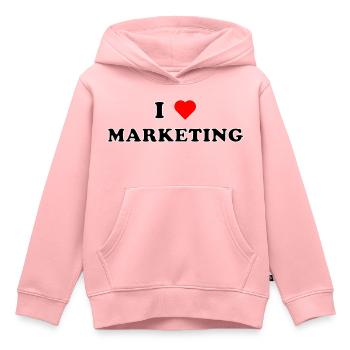 I LOVE MARKETING (schwarz/weiße Umrandung) - Kinder Premium Organic Hoodie - Rosa - Vorne - AI Model Kid Female (0cm)