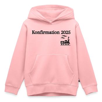 Konfirmation 2025 losfahrender Zug Reise - Kinder Premium Organic Hoodie - Rosa - Vorne - AI Model Kid Female (0cm)