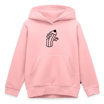 broche joyeuse - ligne - Sweat Premium à capuche enfant bio - rose - Devant - AI Model Kid Female (0cm)