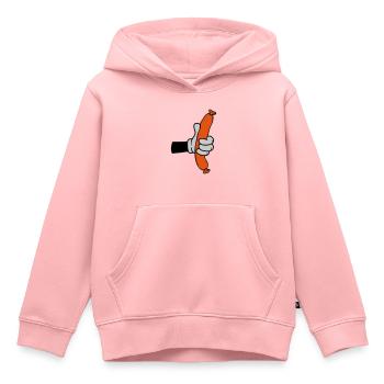 Comic Hand hält Wurst - Kinder Premium Organic Hoodie - Rosa - Vorne - AI Model Kid Female (0cm)