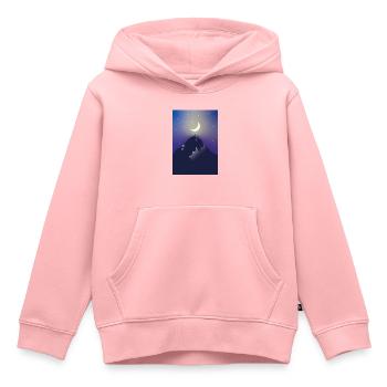 Montagne au clair de lune - Sweat Premium à capuche enfant bio - rose - Devant - AI Model Kid Female (0cm)