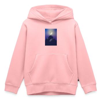 Montagnes au clair de lune - Sweat Premium à capuche enfant bio - rose - Devant - AI Model Kid Female (0cm)
