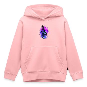 loup encre - Sweat Premium à capuche enfant bio - rose - Devant - AI Model Kid Female (0cm)