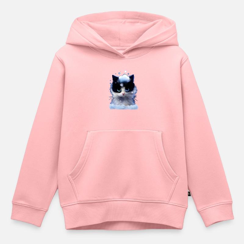 Chat dans la neige mignon chaton de compagnie enfants - Sweat Premium à capuche enfant bio - rose