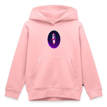 Fusée spatiale - Sweat Premium à capuche enfant bio - rose - Devant - AI Model Kid Female (0cm)