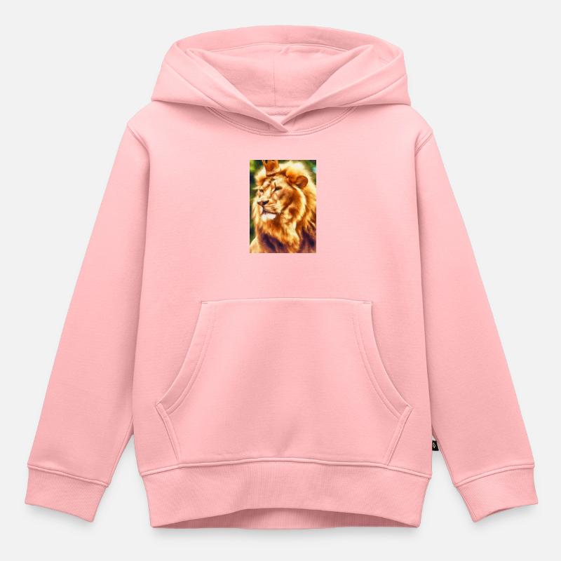 Löwe mit Krone - Kinder Premium Organic Hoodie - Rosa