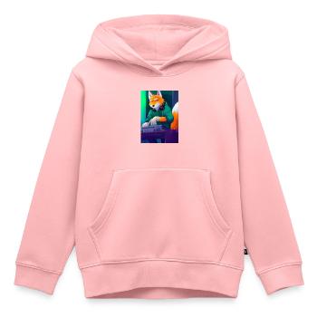 Fox am DJ-Pult - Kinder Premium Organic Hoodie - Rosa - Vorne - AI Model Kid Female (0cm)