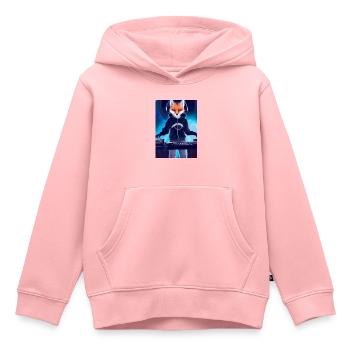 Fox am DJ-Pult - Kinder Premium Organic Hoodie - Rosa - Vorne - AI Model Kid Female (0cm)