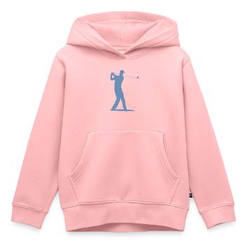 Golfspieler Silhouette - Abschlag Golf - Kinder Premium Organic Hoodie - Rosa - Vorne - AI Model Kid Female (0cm)