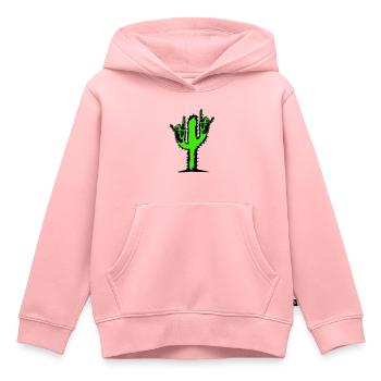 Cactus plante Heavy Metal Hard Rock Fun Geste de la main - Sweat Premium à capuche enfant bio - rose - Devant - AI Model Kid Female (0cm)