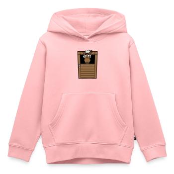cheval anxieux cheval écurie porte d’écurie drôle de peur - Sweat Premium à capuche enfant bio - rose - Devant - AI Model Kid Female (0cm)