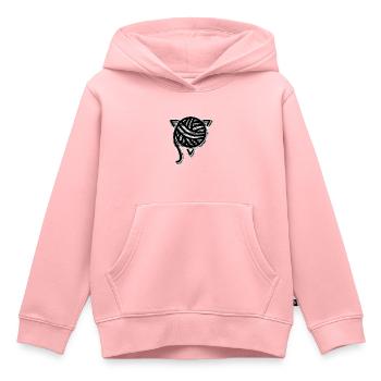La pelote de Laine - Gravure - Sweat Premium à capuche enfant bio - rose - Devant - AI Model Kid Female (0cm)