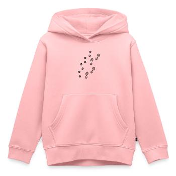 Shoe print and paw print, hiking with dog - Kids Premium Organic Hoodie - rose - Front - AI Model Kid Female (0cm)
