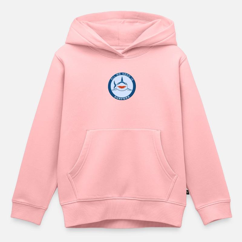 Requin surf - Sweat Premium à capuche enfant bio - rose
